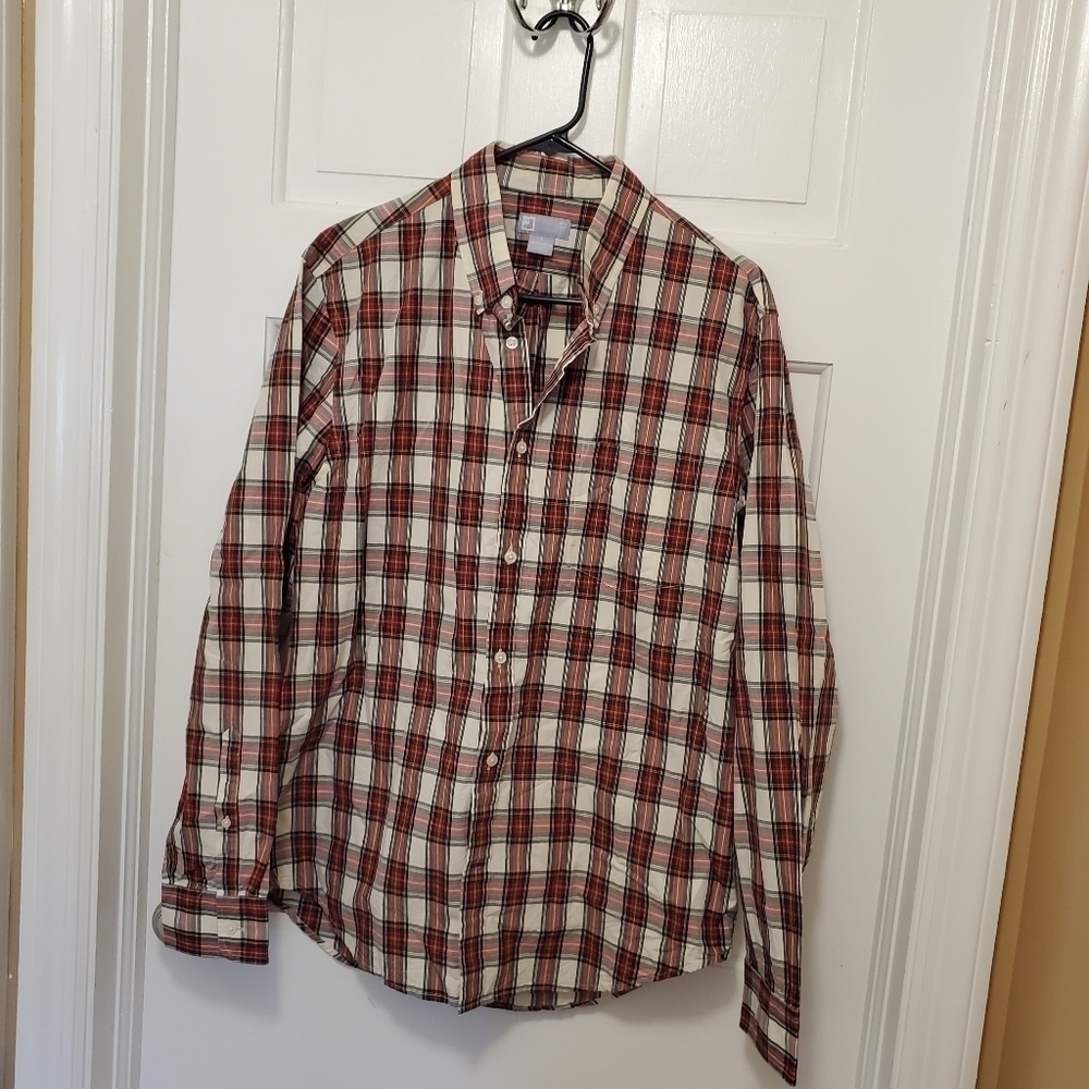 JCPENNEY MENS PLAID BUTTON FRONT SHIRT SIZE LARGE
